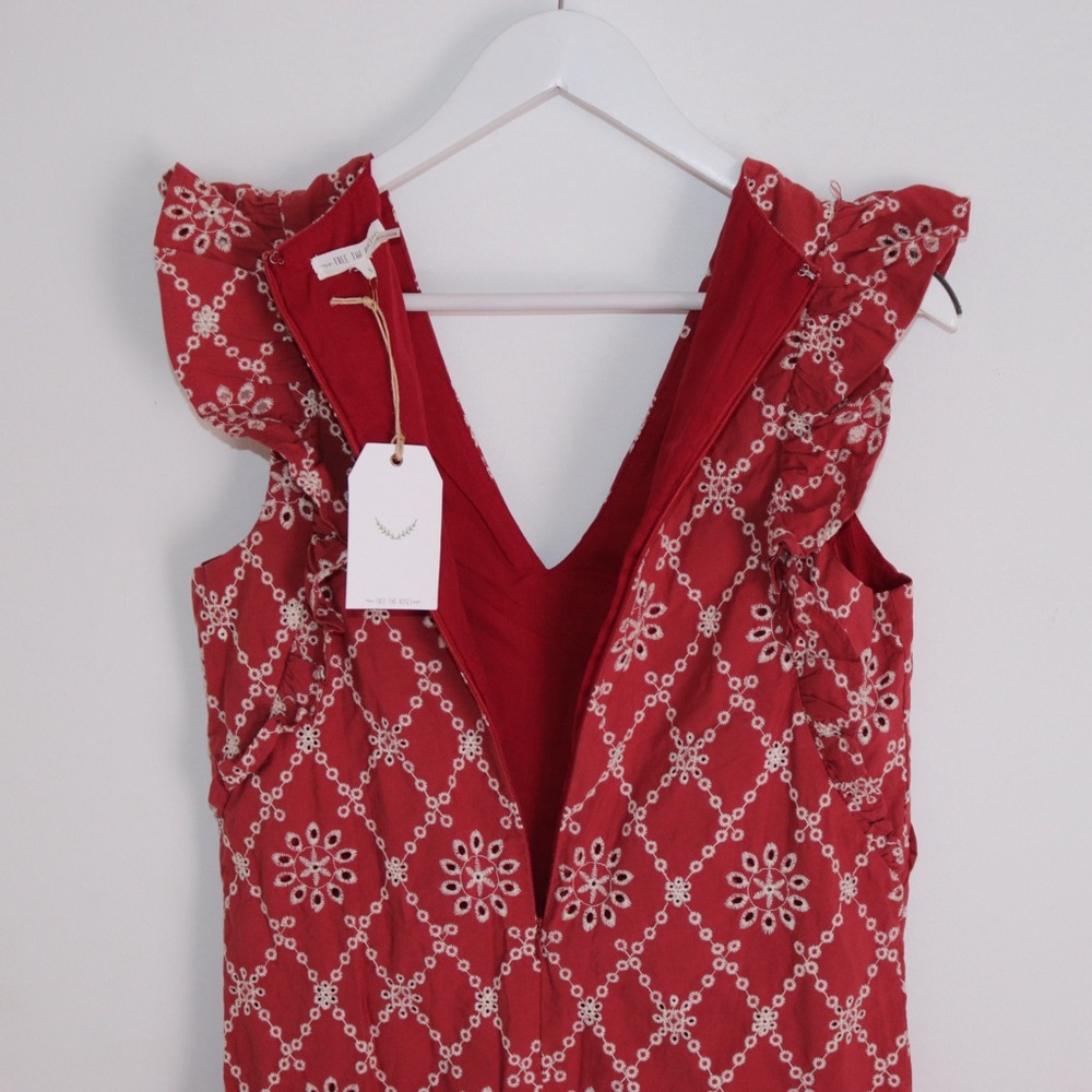 Free the Roses | Ruffle Sleeve Embroidered V Neck Dress Size S - Picture 8 of 9